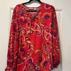 Trendy spring blouse semi sheer paisley Susan graver